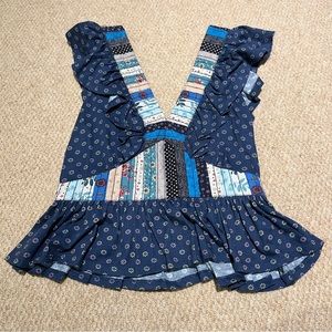 Anthropologie Women’s Let Me Be Ruffled Patchwork Top